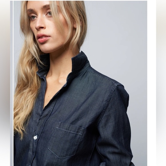FRANK & EILEEN Barry Woven Button Up Long Sleeve Denim Top Raw Rinse Denim - Picture 3 of 12